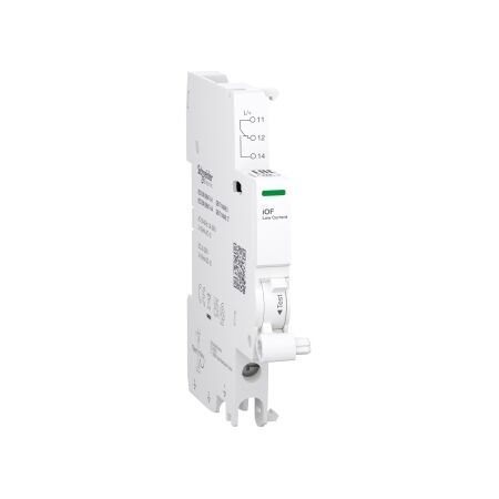 Acti9, Auxiliary contact, iOF, 1 C/O, 2mA to 100mA, 24VAC to 250VAC, 24VDC to 220VDC, bottom connection