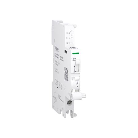 Acti9, Auxiliary contact, iSD, 1 C/O, 2mA to 100mA, 24VAC to 250VAC, 24VDC to 220VDC, bottom connection