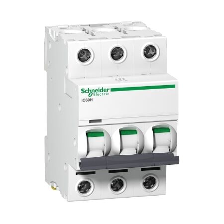 Acti9, Miniature circuit breaker (MCB), iC60H Disbo, 3P, 63A, D curve, 10000A (IEC/EN 60898-1), 15kA (IEC/EN 60947-2)