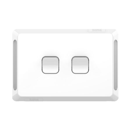 Pro Series, Flush Switch, Horizontal Mount, 2 Gang, 1-Way/2-Way, 230/240V 20A, 16AX - Extra Vivid White