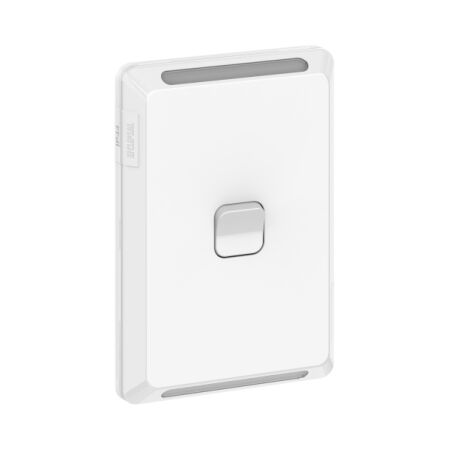 Pro Series, Switch, Vertical 1 Gang, 1/2 Way 20A, /16AX 230/240V, IP44 - Extra Vivid White