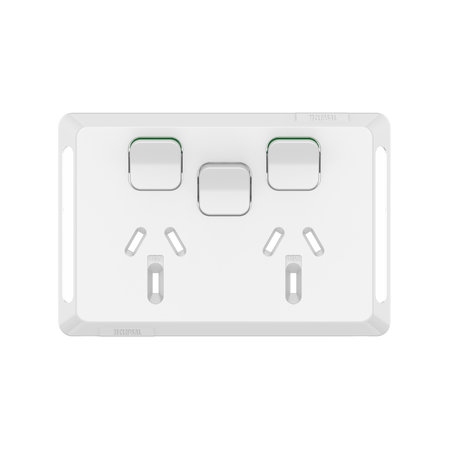 Pro Series, Twin Power Point Skin, Horizontal Mount, 1ExBlank, 10A, 250V, Clip-On - Extra Vivid White