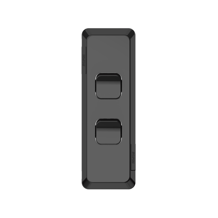 Pro Series, Architrave Switch, Vertical Mount, 2 Gang, 230/240V, 20A, 16AX - Black