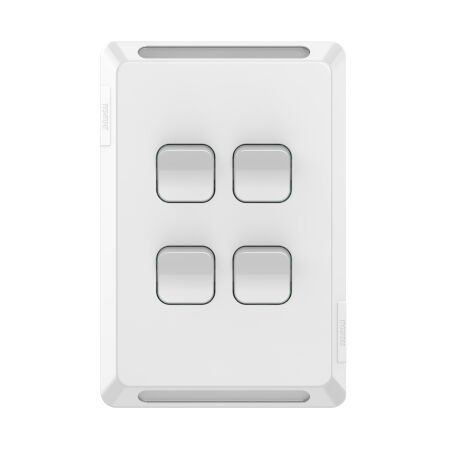 Pro Series, Gridplate and Skin, 4 Gang, Vertical/Horizontal Mount - Extra Vivid White