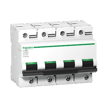 Acti9, Miniature circuit breaker (MCB), C120N, 4P, 100A, C curve, 10000A (IEC/EN 60898-1), 10kA (IEC/EN 60947-2)