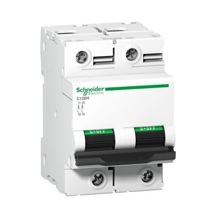 Acti9, Miniature circuit breaker (MCB), C120H, 2P, 63A, D curve, 15000A (IEC/EN 60898-1), 15kA (IEC/EN 60947-2)