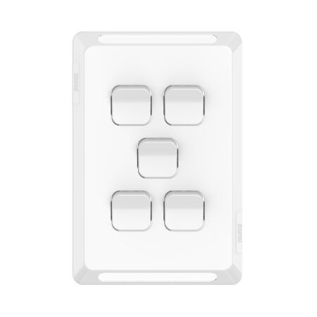 Pro Series, Switch Plate Skin, 5 Gang, Horizontal/Vertical Mount, Clip-On - Extra Vivid White