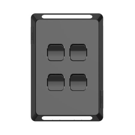 Pro Series, Switch Plate Skin, 4 Gang, Horizontal/Vertical Mount, Clip-On - Black