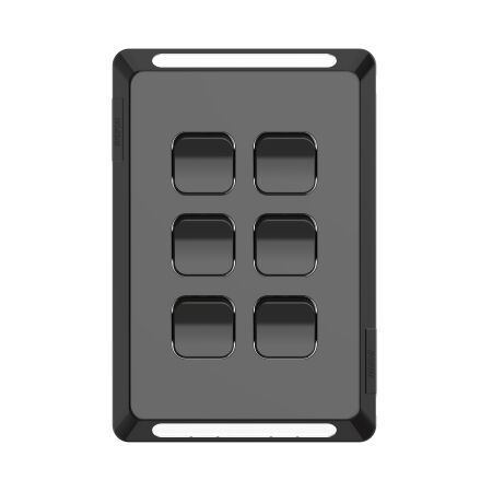 Pro Series, Switch Plate Skin, 6 Gang, Horizontal/Vertical Mount, Clip-On - Black