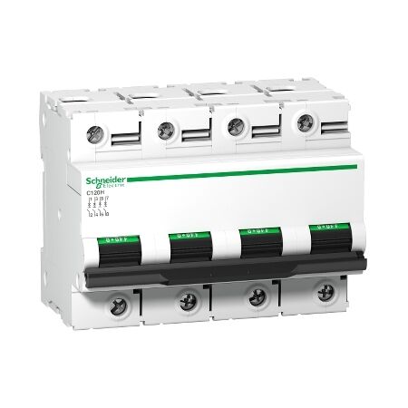 Acti9, Miniature circuit breaker (MCB), C120H, 4P, 80A, D curve, 15000A (IEC/EN 60898-1), 15kA (IEC/EN 60947-2)
