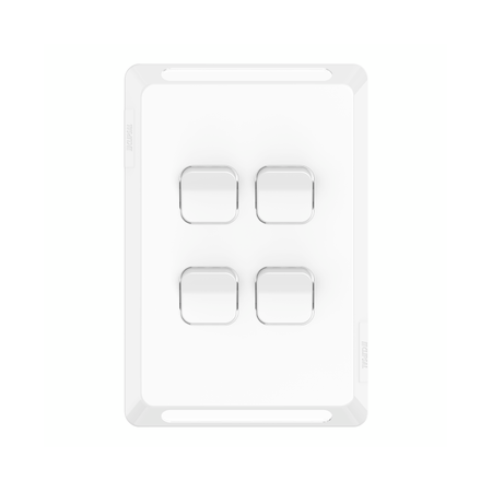 Pro Series, Switch Plate Skin, 4 Gang, Horizontal/Vertical Mount, Clip-On - Extra Vivid White