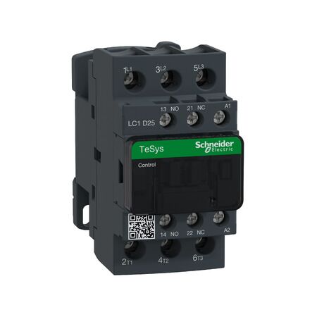 TeSys D, Contactor, 3P(3 NO), AC-3/AC-3e, 0 to 440V, 25A, 220VAC 50/60Hz coil
