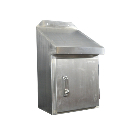 Stainless Steel Enclosure With Sloping Roof 600x400x325 60deg