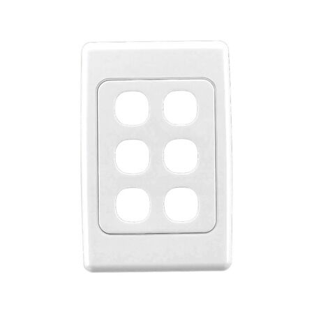 2000 Series, Flush Surround and Grid Plate, 6 Gang, Vertical/Horizontal Mount, Standard Size - White Electric
