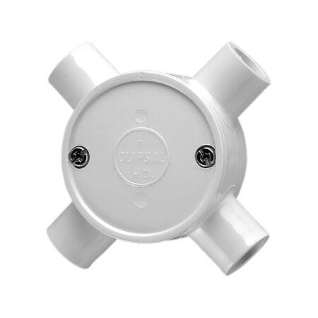 Clipsal - Cable Management, Round Junction Box, PVC, 16mm Entries, 4 Way - Grey