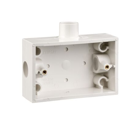 Clipsal - Mounting Accessories, Mounting Box, with 20 mm End Entries - 20 mm Spout One Side - White Electric