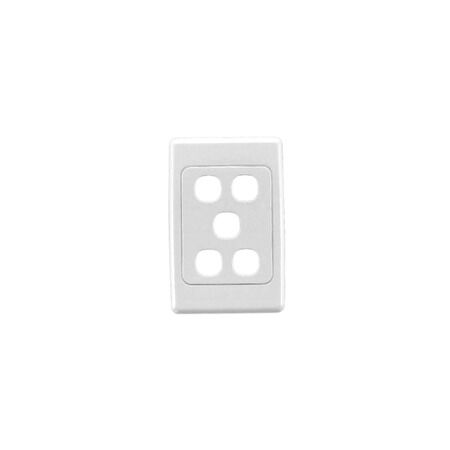 2000 Series, Flush Surround and Grid Plate, 5 Gang, Vertical/Horizontal Mount, Standard Size - White Electric