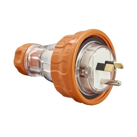 Clipsal - 56 Series, Plug Top, Straight, 3 PIN, 10A, 250V, IP66 - Electric Orange