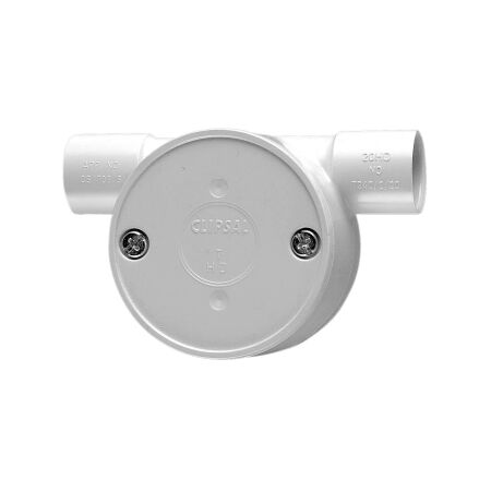 Clipsal - Cable Management, Tangential Junction Box, 20mm I.D, 2 Way Through Entry - Grey