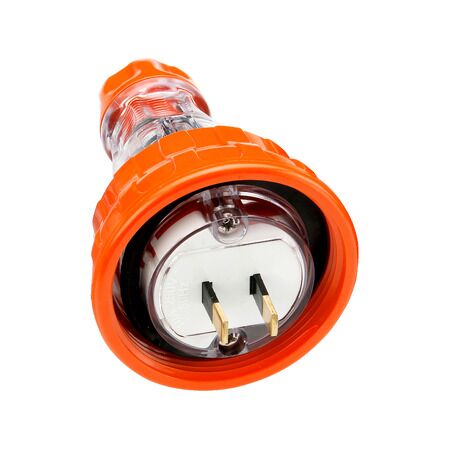 Clipsal - 56 Series, Plug Top, Straight, 2 Flat PIN, 10A, 110V, IP66 - Electric Orange