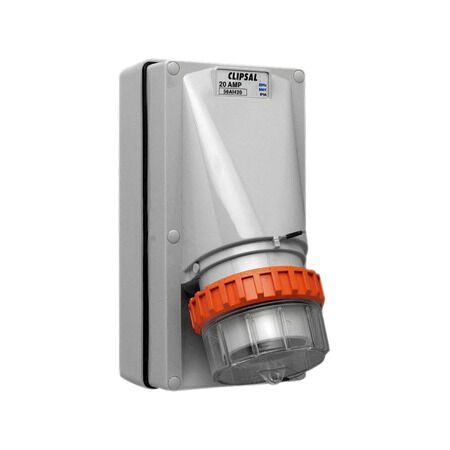 Clipsal - 56 Series, Appliance Inlet, 4 Round PIN, 20A, 500V, IP66 - Grey