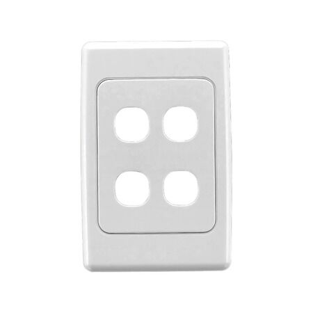 2000 Series, Flush Surround and Grid Plate, 4 Gang, Vertical/Horizontal Mount, Standard Size - White Electric