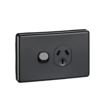Classic C2000 Series, Single Switch Socket Outlet, Classic, 250V, 10A - Black