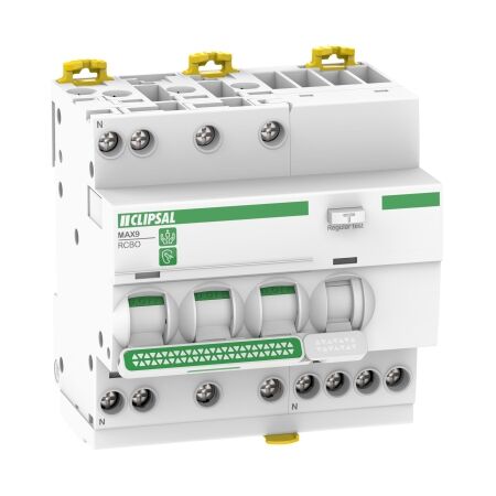 MAX9, Residual Current Breaker with Overcurrent Protection (RCBO), 3PN, 16A, 30mA, C Curve, 6000A, A Type, 5 MOD