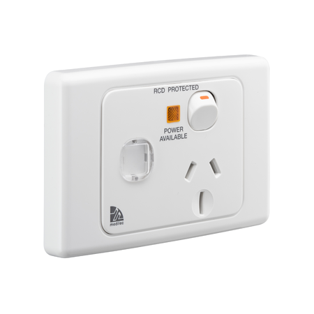 Medilec, Single Switch Socket Outlet, 250V, 15A, Circuit Identification - White Electric