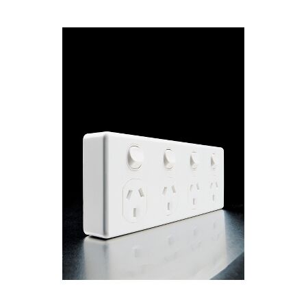Classic C2000 Series, Quad Switch Socket Outlet, Classic, 250V, 10A, 2 Pole - White Electric