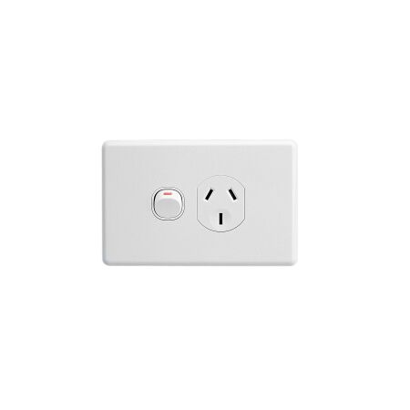 Classic C2000 Series, Single Switch Socket Outlet, Classic, 250V, 10A, Safety Shutter - White Electric
