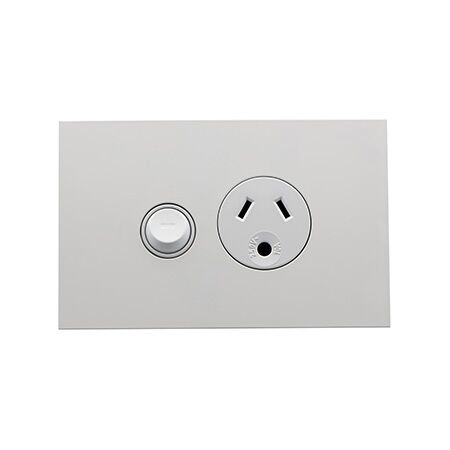 Saturn Zen, Single Power Point, Round Earth Horizontal Mount, 250V, 10A - Zen White