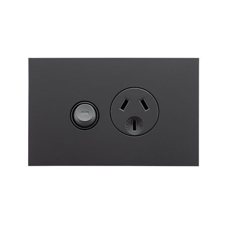 Saturn Zen, Single Power Point, Horizontal Mount, 250V, 10A - Zen Black