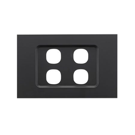 Saturn Zen, Grid and Cover, 4 Gang, Less Mechanism - Zen Black