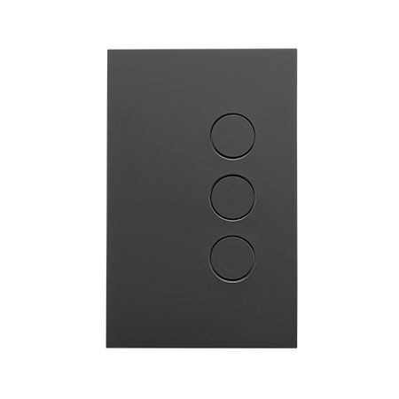 Saturn Zen, push-button Switch, LED, 3 Gang, 250V, 16AX/20A - Zen Black