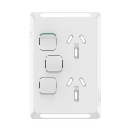 Pro Series, Twin Power Point Skin, Vertical Mount, 1ExBlank, 10A, 250V, Clip-On - Extra Vivid White