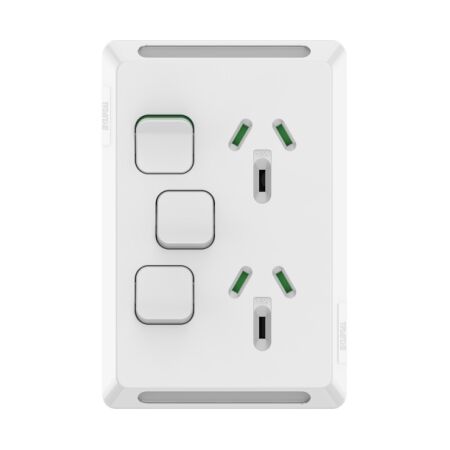 Pro Series, Twin Power Point, Vertical Mount, 1Ex20A, 10A, 250V - Extra Vivid White
