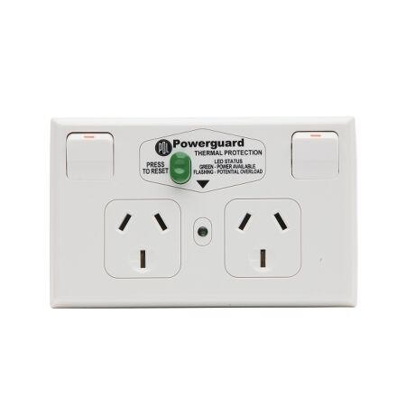 Clipsal - 600 Series, Twin Double Switch Socket With Thermal and Over-Current Protection, 10A 2P - White
