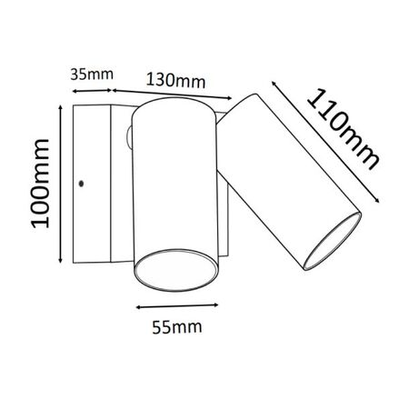 Double Adjustable No Sensor Black Square Base White