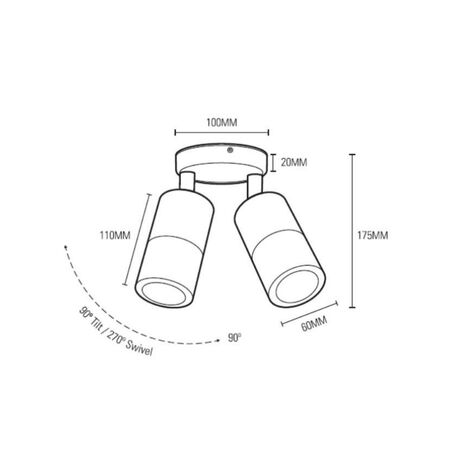 Double Adjustable Spot Black