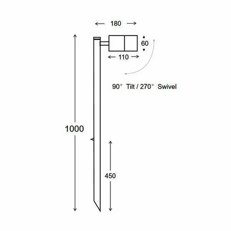 Long Garden Spike 1m 316 Stainless Steel One Head