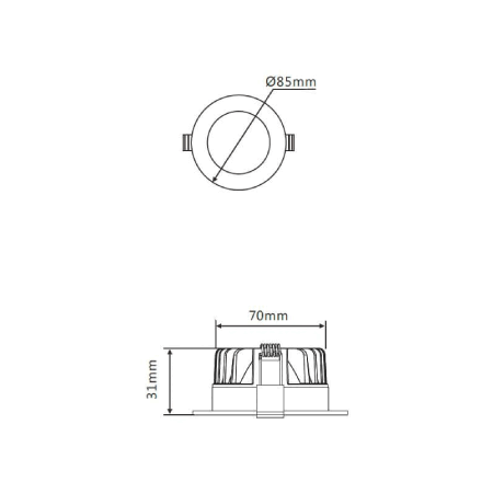 10w Recessed White 70 Cut Tri Color