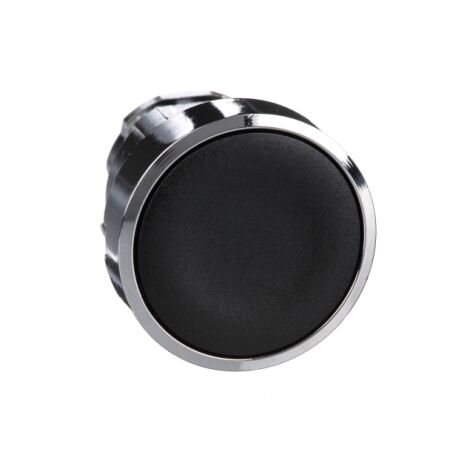 Harmony XB4, push-button head, metal, flush, black, 22mm, spring return, unmarked