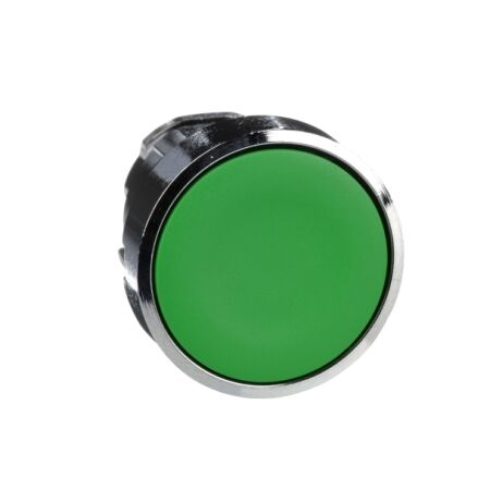 Harmony XB4, push-button head, metal, flush, green, 22mm, spring return, unmarked