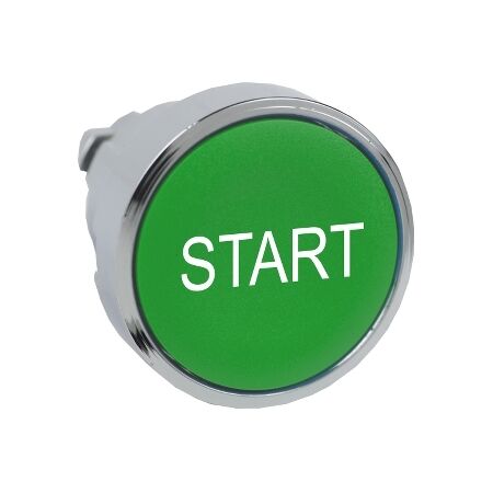 Harmony XB4, push-button head, metal, flush, green, 22mm, spring return, marked START