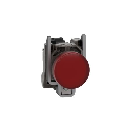 Harmony XB4, Pilot light, grey plastic, red, 22mm, universal LED, plain lens, 230...240V AC