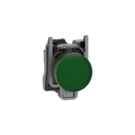 Harmony XB4, Pilot light, grey plastic, green, 22mm, universal LED, plain lens, 230...240V AC