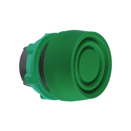 Harmony XB5, push-button head, plastic, flush, green, 22mm, spring return, coloured boot, unmarked