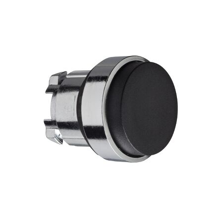 Harmony XB4, push-button head, metal, projecting, black, 22mm, spring return, unmarked