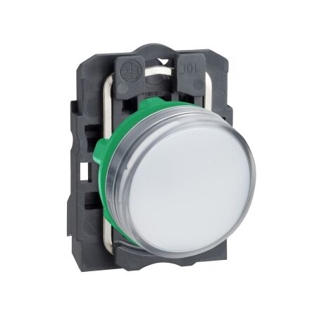 Harmony XB5, Pilot light, grey plastic, white, 22mm, universal LED, plain lens, 230...240V AC